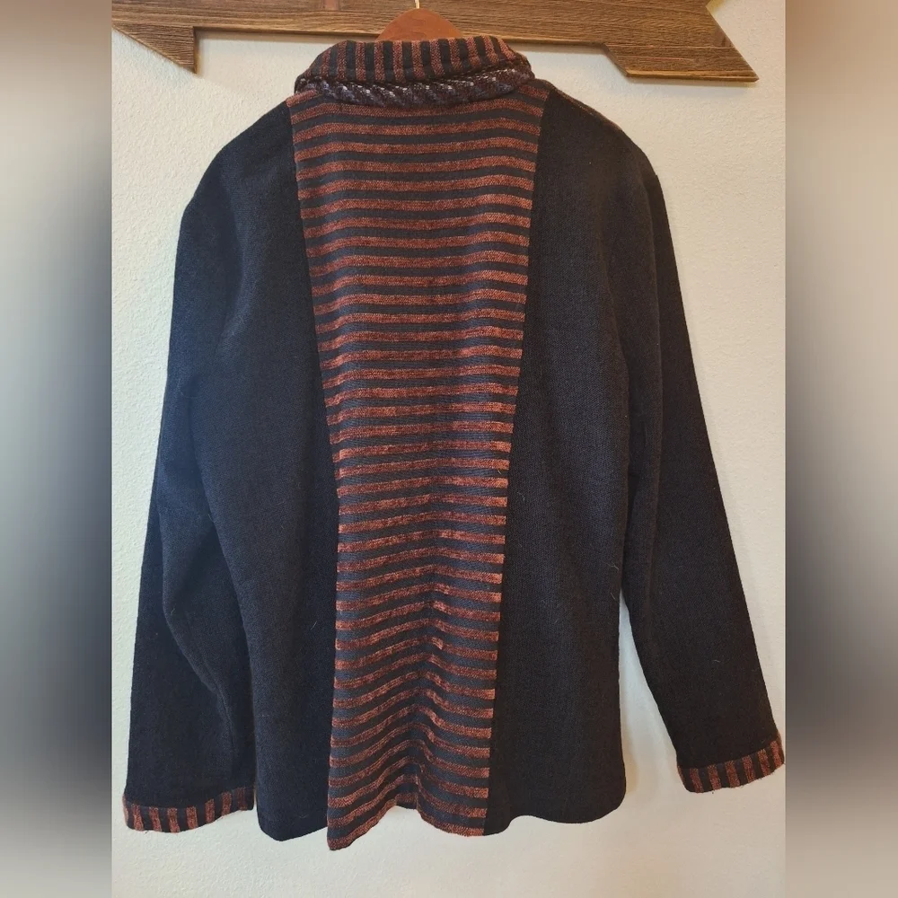 Patricia Palson Chenille Sweater Jacket Toggle Art To Wear Multicolored Womens M